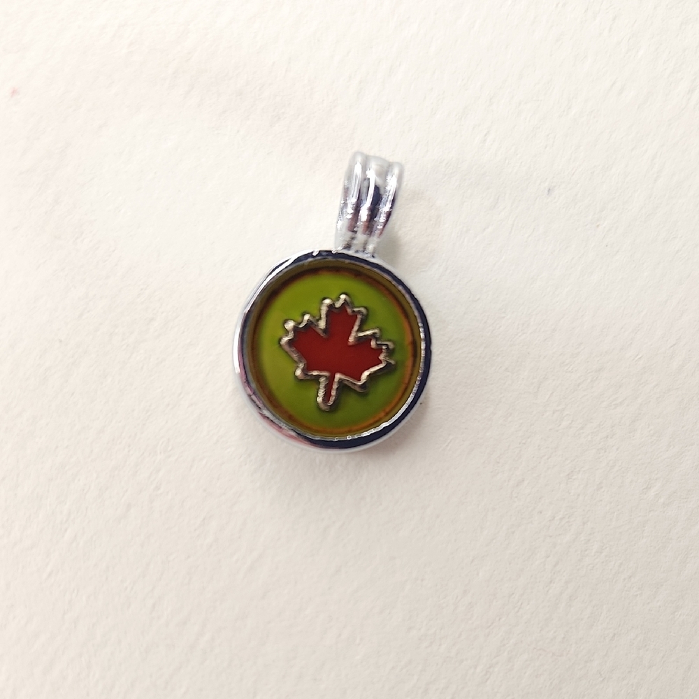 Red and Green Maple Leaf Necklace with Glass Protection